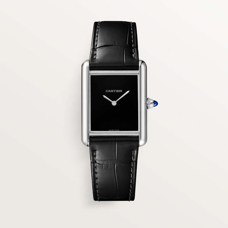 Cartier Tank 33.7 x 25.5mm Quartz lacquered Dial Leather Strap Watch