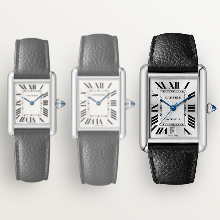 Cartier Tank 41.0 x 31.0mm Automatic Silvered Dial Calfskin Leather Strap Watch