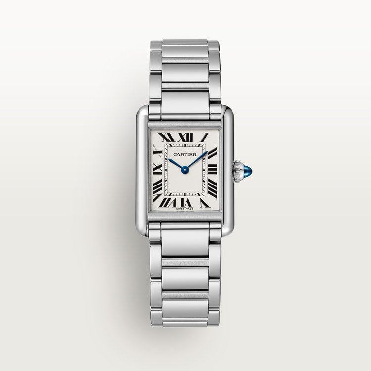 Cartier Tank 29.5 x 22.0mm Quartz Silvered Dial Steel Bracelet Watch