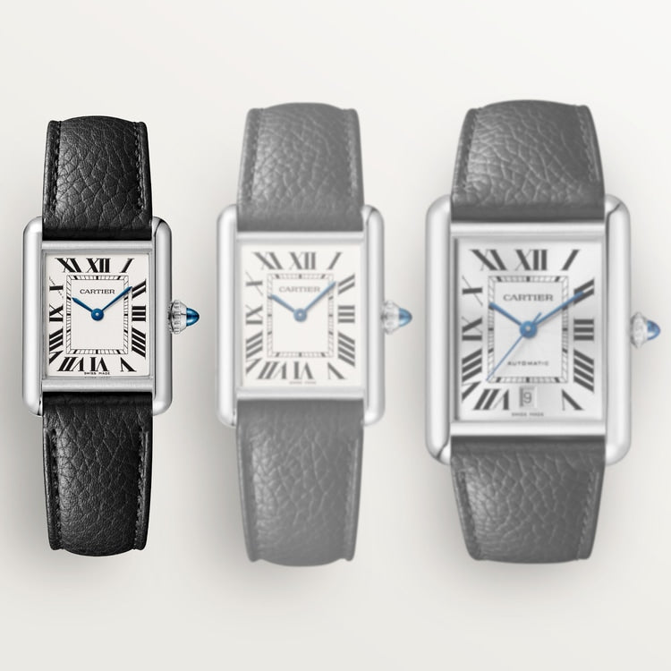Cartier Tank 29.5 x 22.0mm Quartz silvered Dial Calfskin Leather Strap Watch