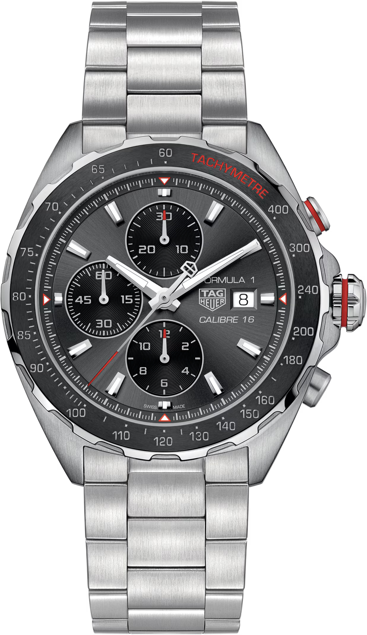 TAG Heuer Formula 1 44mm Automatic Grey Sunray brushed Dial Silver Steel Watch