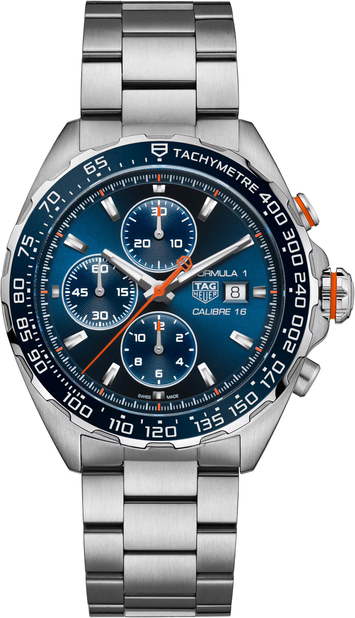 TAG Heuer Formula 1 44mm Automatic Blue Sunray brushed Dial Silver Steel Watch
