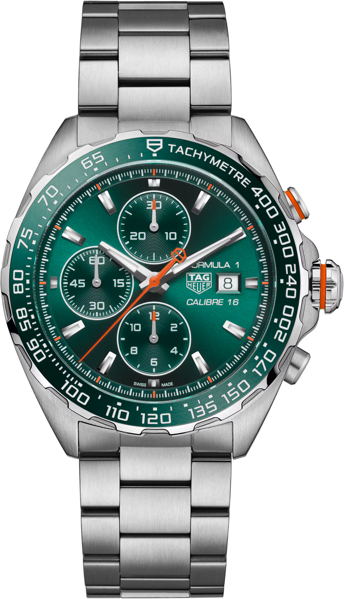 TAG Heuer Formula 1 44mm Automatic Green Sunray brushed Dial Silver Steel Watch
