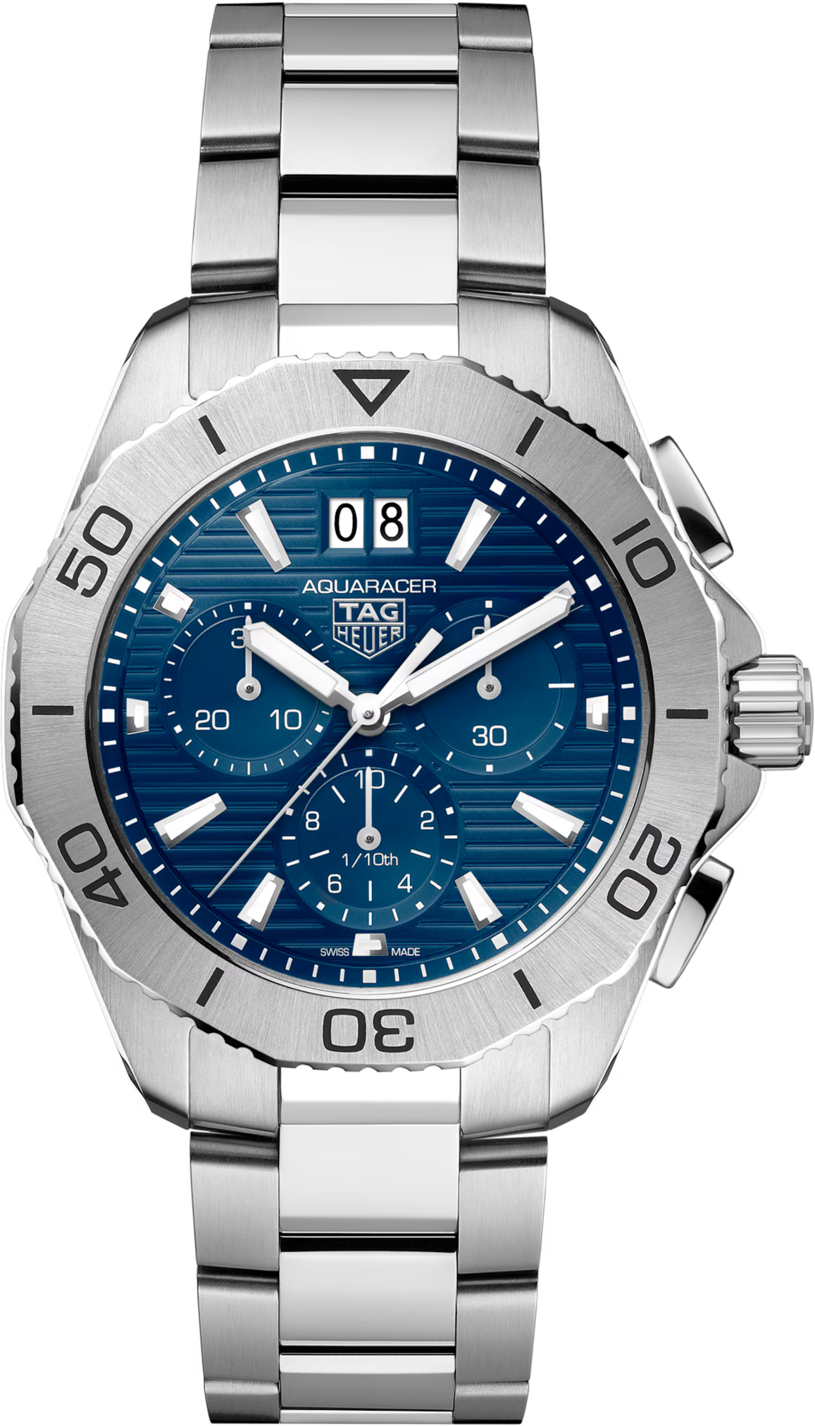 TAG Heuer Aquaracer 40mm Quartz Blue Sunray brushed Dial Silver Steel Watch