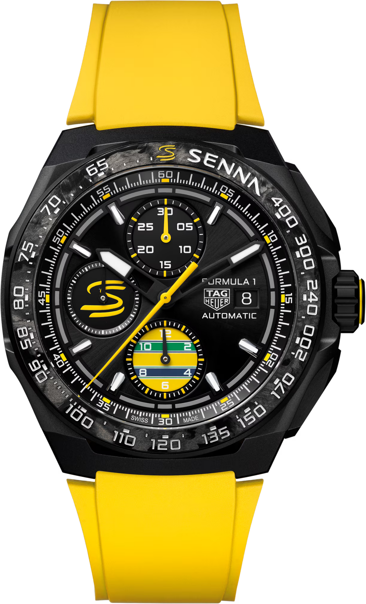 TAG Heuer Formula 1 44mm Automatic Black & Yellow Sunray brushed Dial Yellow Rubber Watch