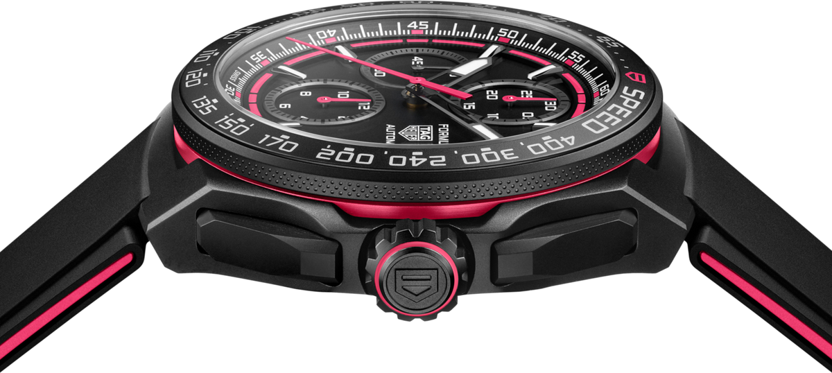 TAG Heuer Formula 1 44mm Automatic Black & Pink Opalin Dial Black & pink Rubber Watch
