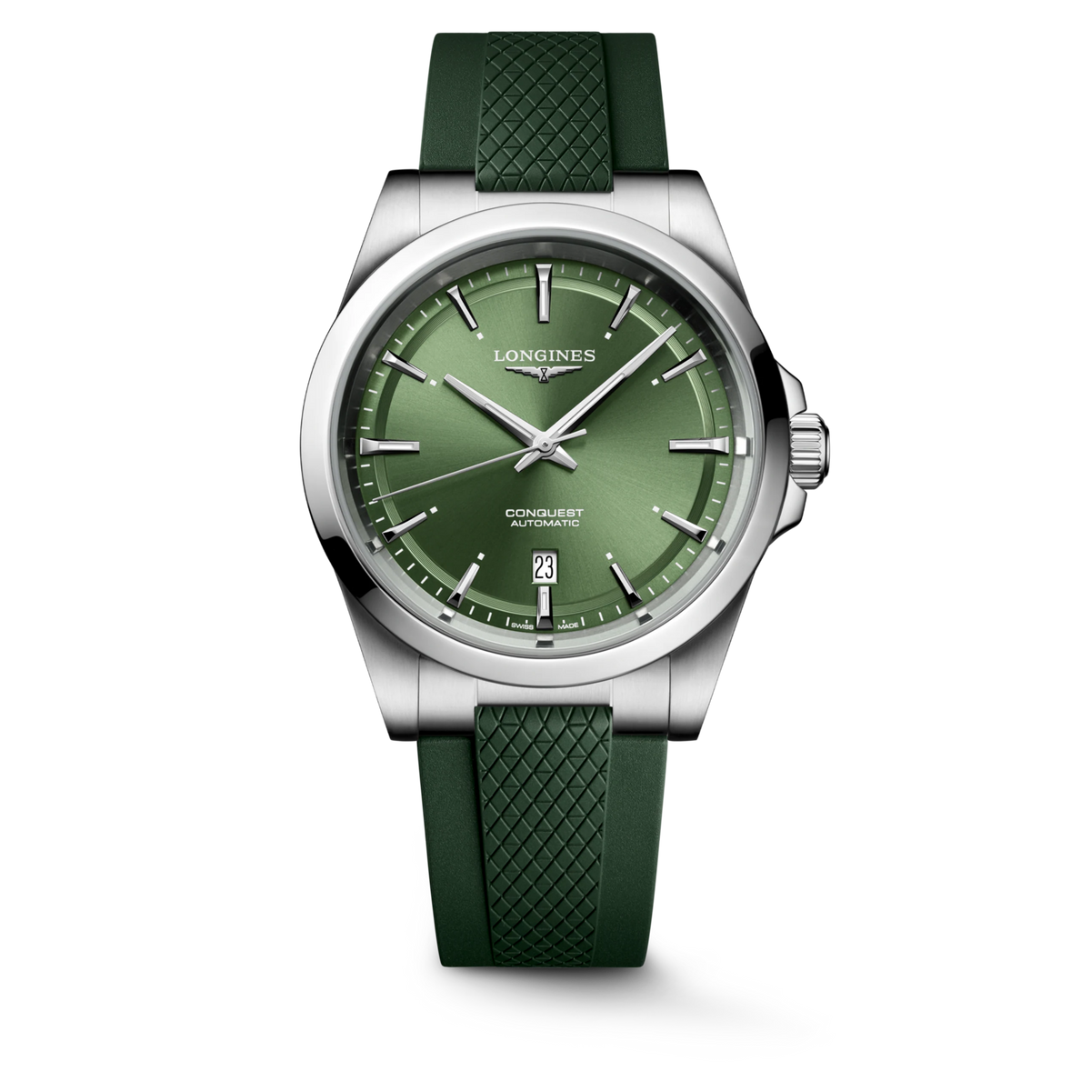 Longines Conquest 41.00mm Automatic Sunray green Dial Green Rubber Strap Watch