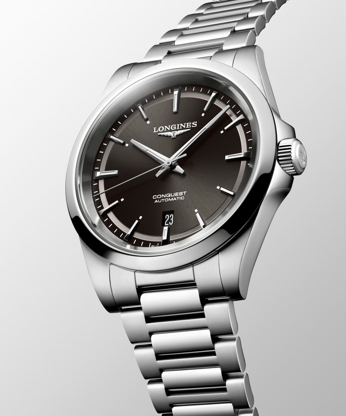 Longines Conquest 41.00mm Automatic Sunray black Dial Stainless Steel Bracelet Watch