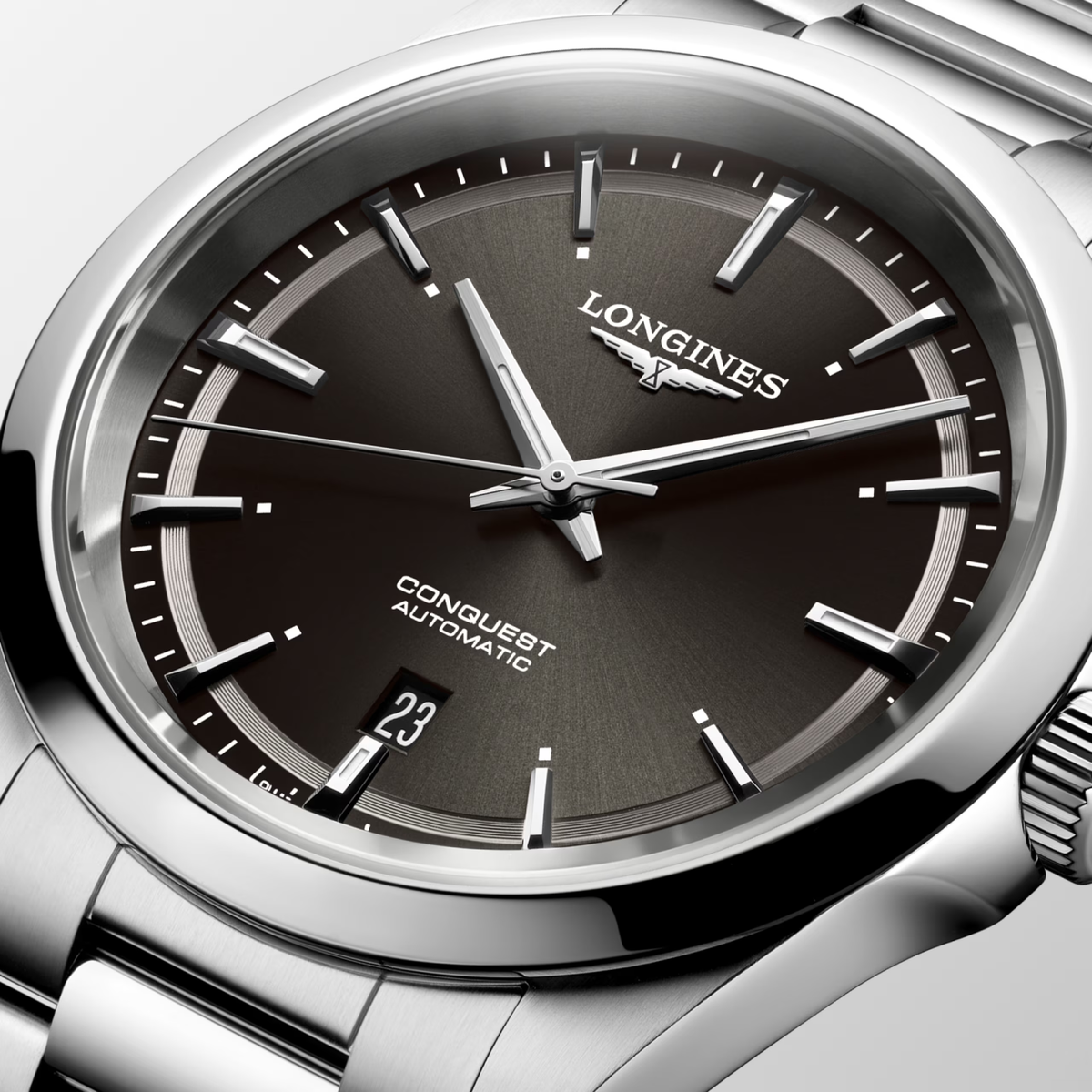 Longines Conquest 41.00mm Automatic Sunray black Dial Stainless Steel Bracelet Watch