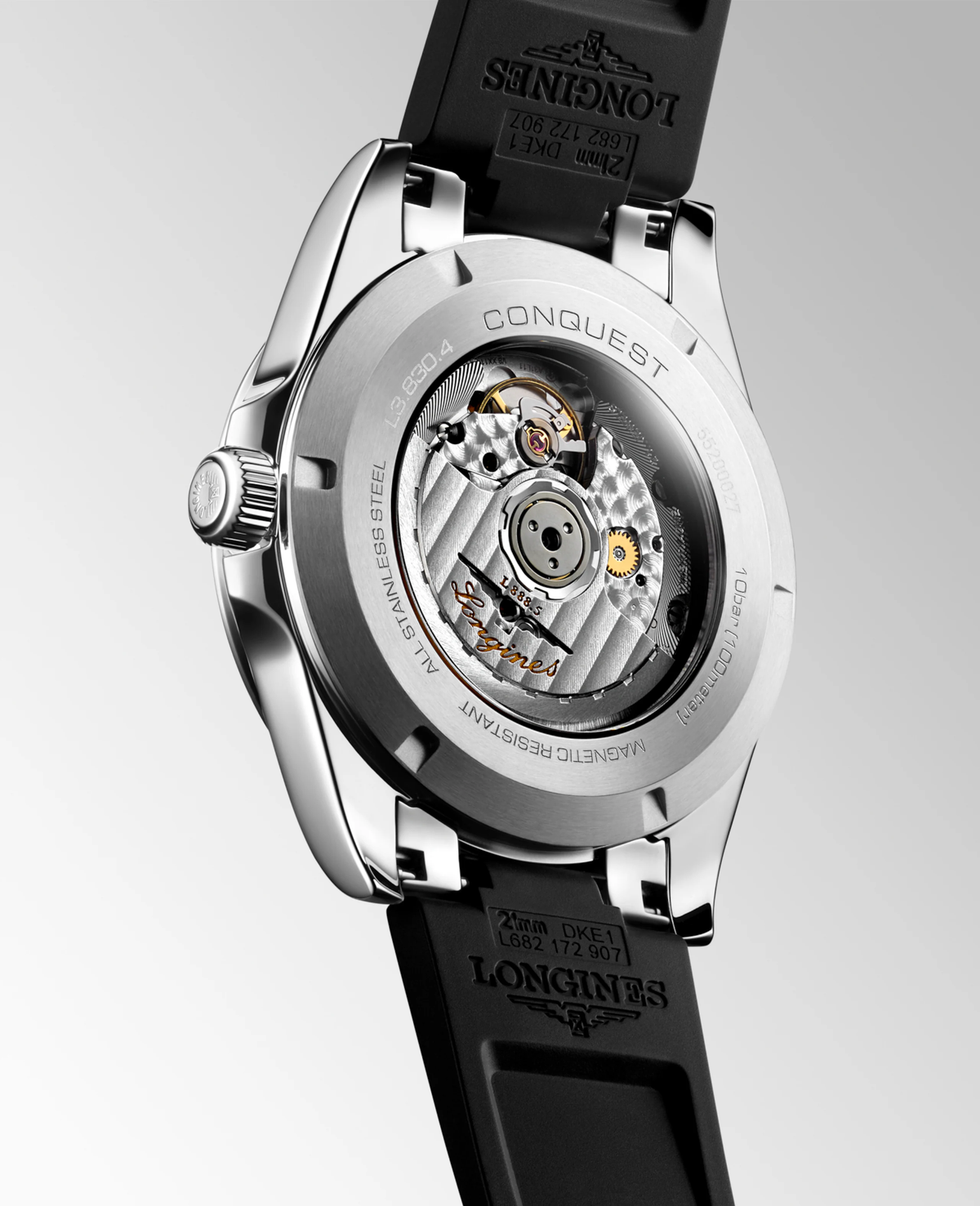 Longines Conquest 41.00mm Automatic Sunray black Dial Black Rubber Strap Watch