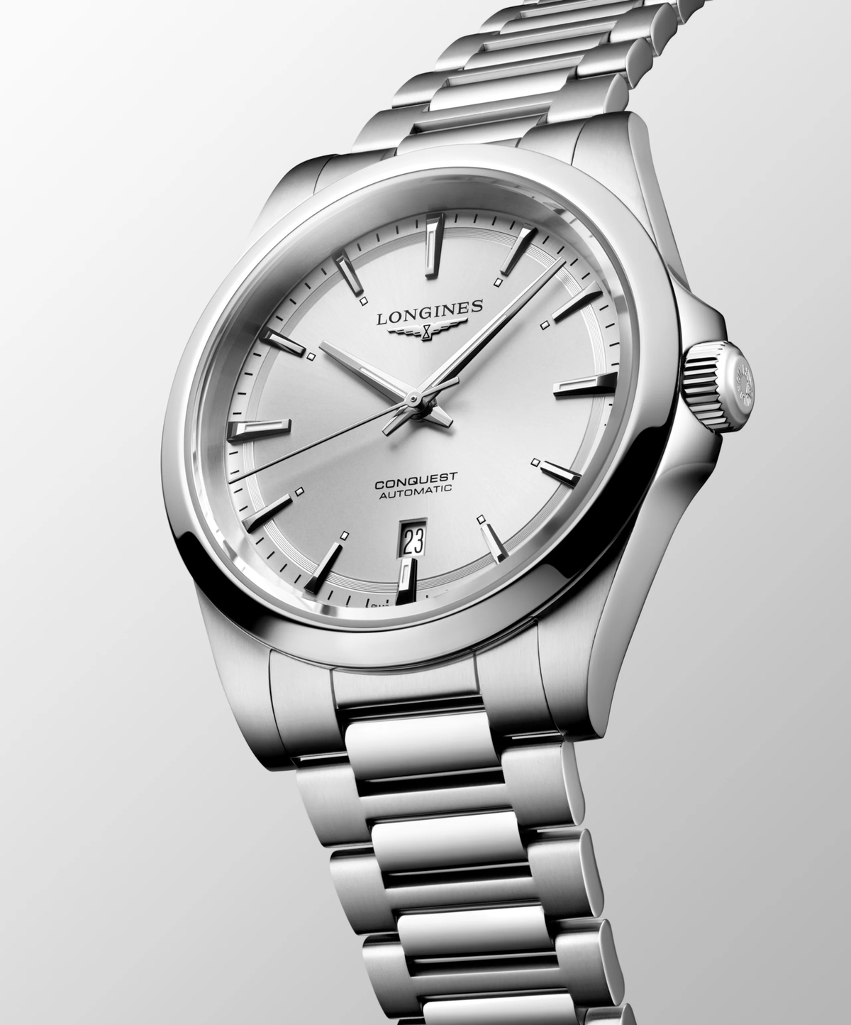 Longines Conquest 41.00mm Automatic Sunray silver Dial Stainless Steel Bracelet Watch