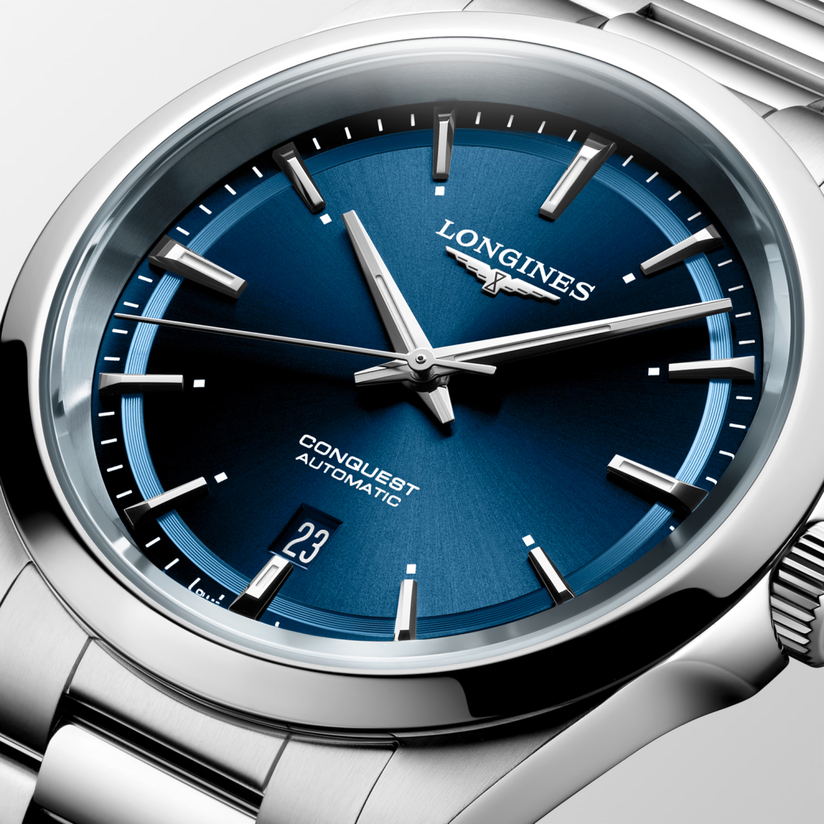 Longines Conquest 41.00mm Automatic Sunray blue Dial Stainless Steel Bracelet Watch
