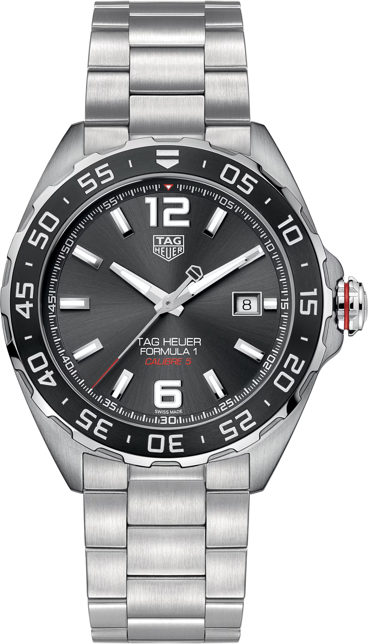 TAG Heuer Formula 1 43mm Automatic Grey Sunray brushed Dial Silver Steel Watch