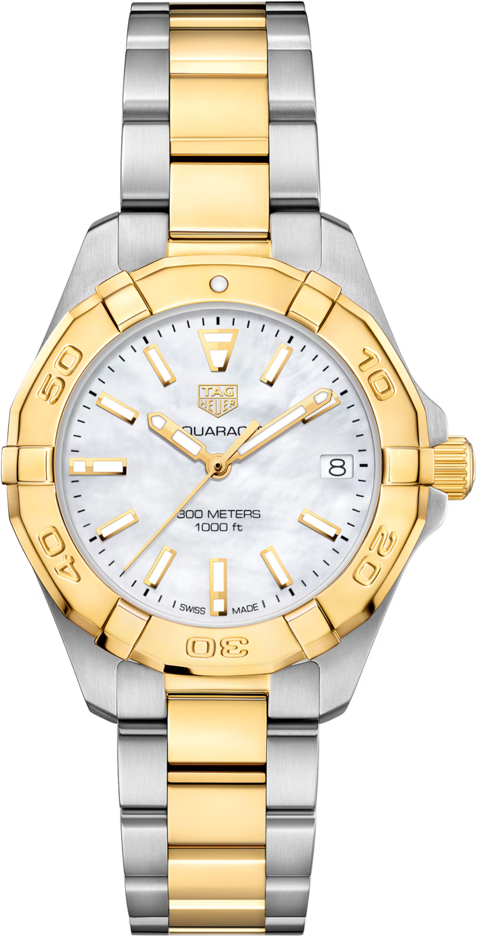 TAG Heuer Aquaracer 32mm Quartz White Dial Silver & gold Steel plated Watch