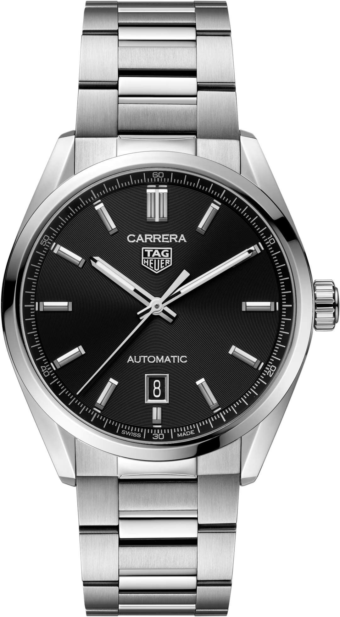TAG Heuer Carrera 39mm Automatic Black "Azurage" Dial Silver Steel Watch