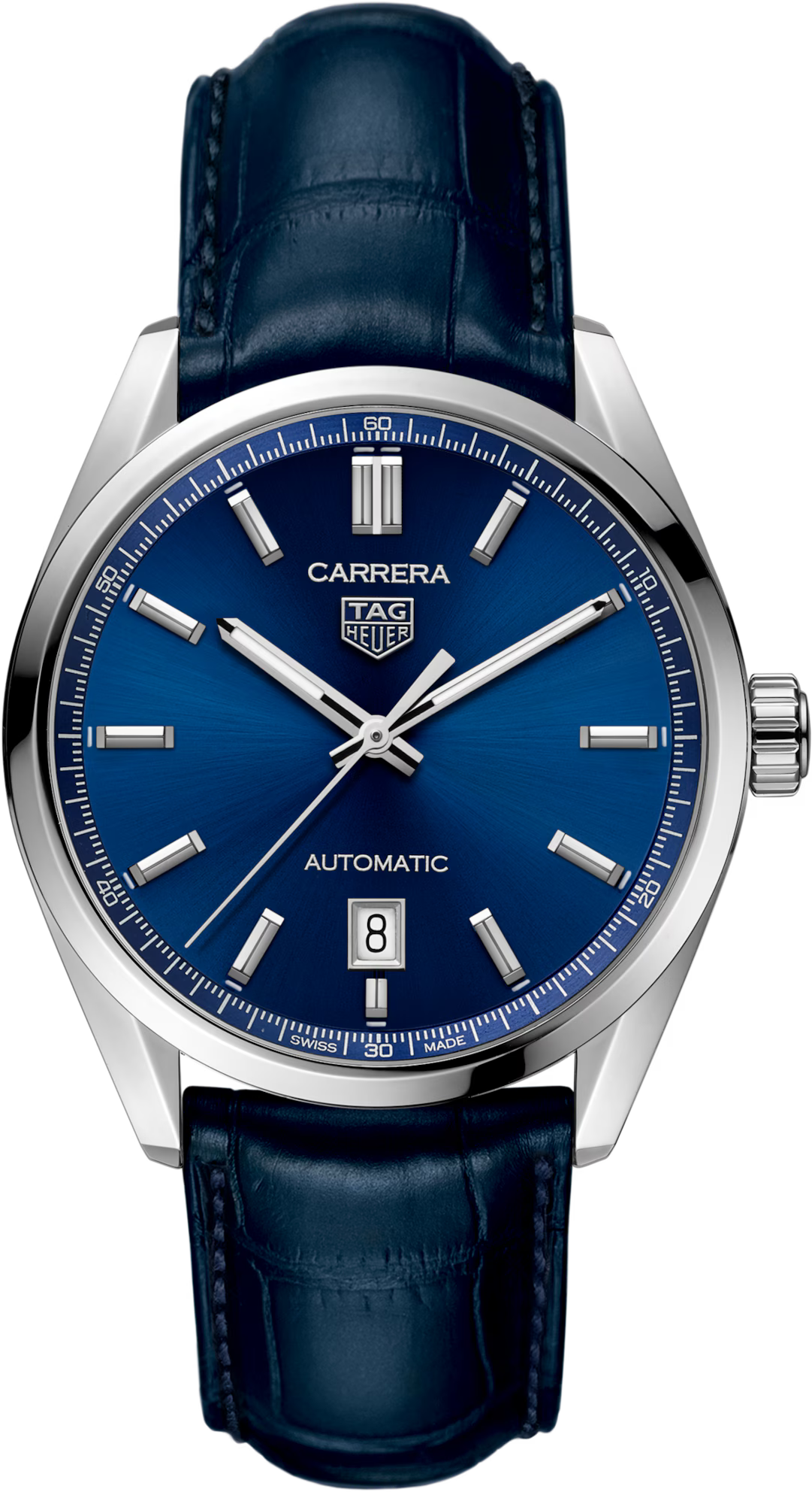 TAG Heuer Carrera 39mm Automatic Blue Dial Blue Alligator Watch
