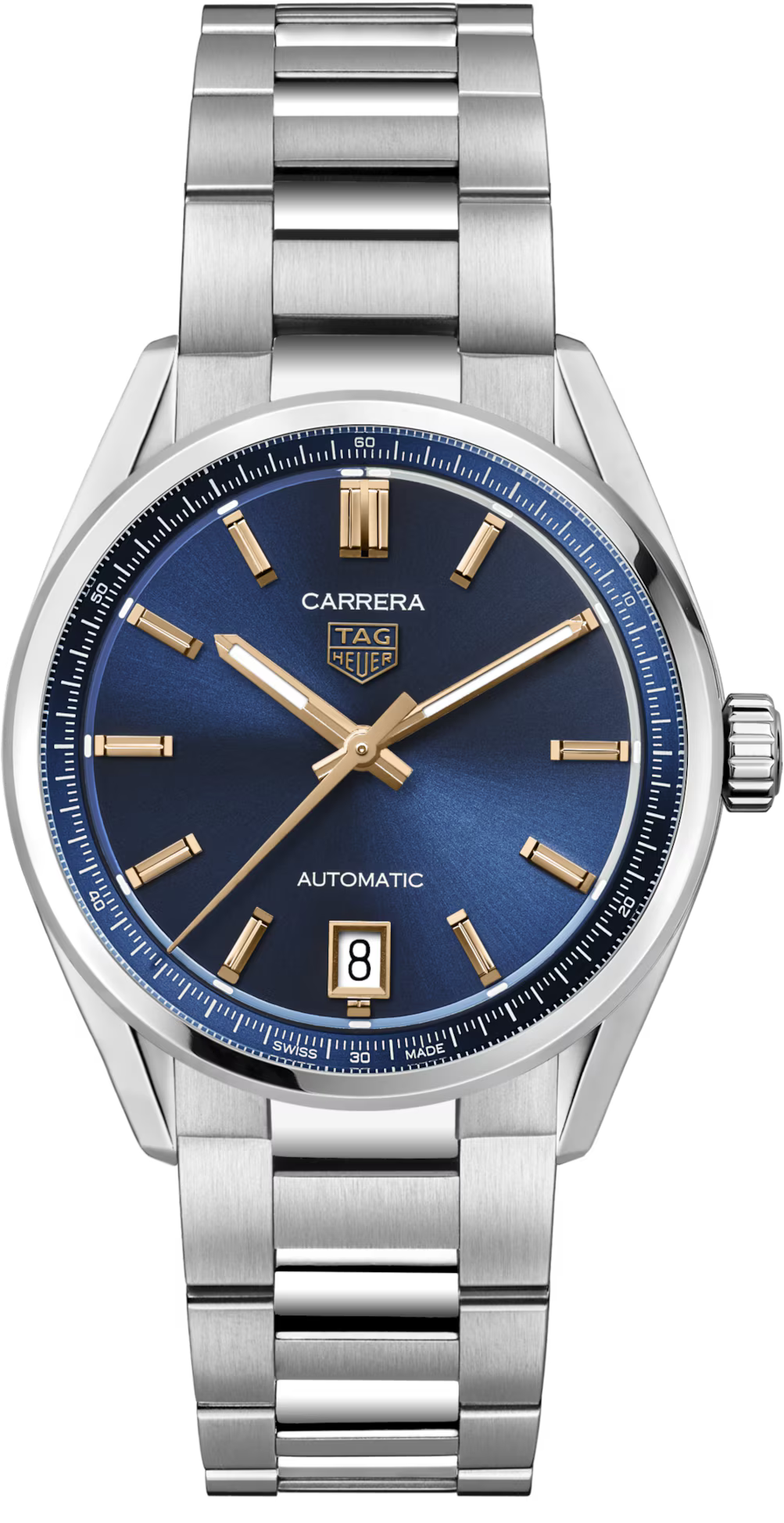 TAG Heuer Carrera 36mm Automatic Blue Dial Silver Steel Watch
