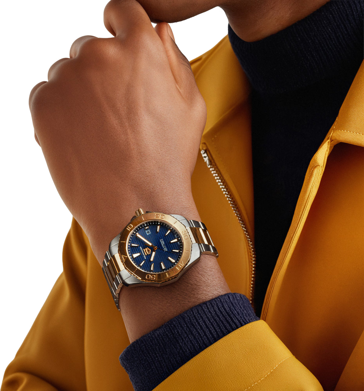 TAG Heuer Aquaracer 40mm Solargraph Blue Sunray brushed Dial Silver & gold Steel plated Watch