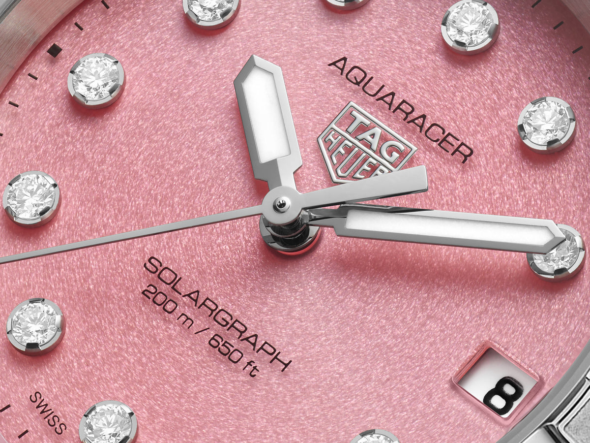 TAG Heuer Aquaracer 34mm Solargraph Pink Dial Silver Steel Watch