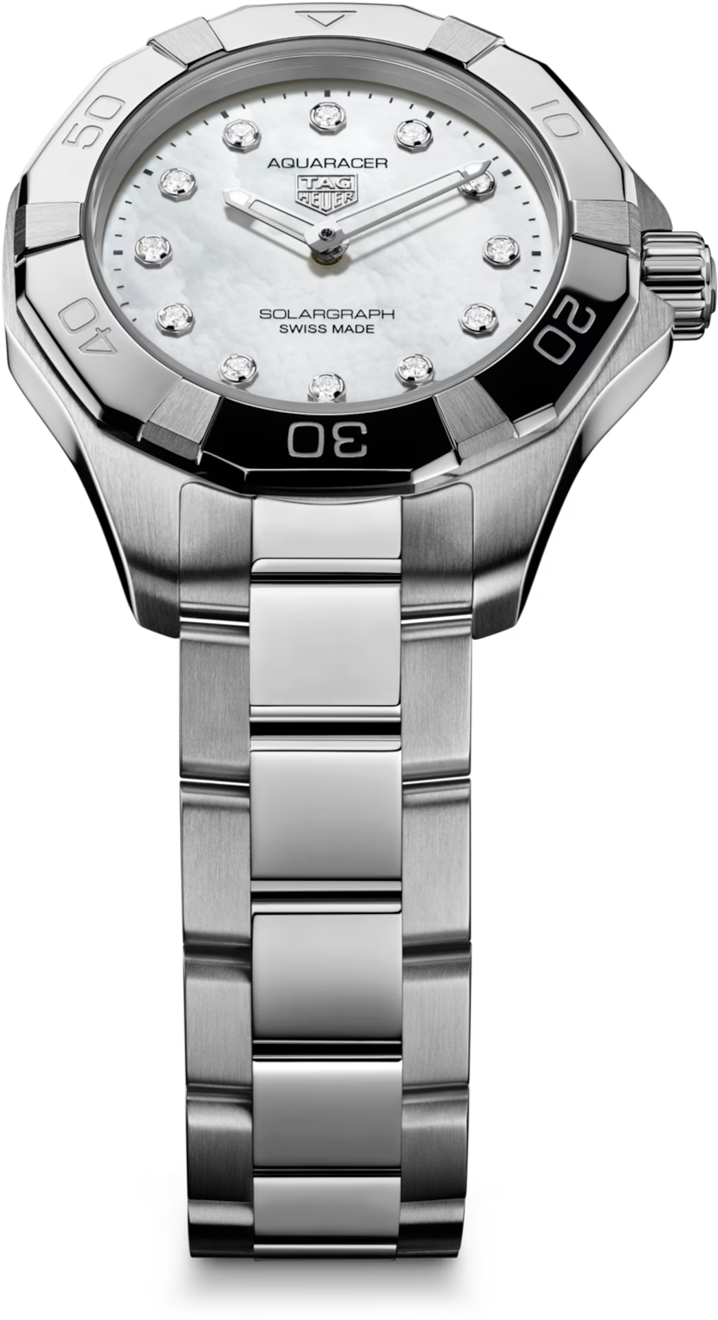 TAG Heuer Aquaracer 28mm Solargraph White Dial Silver Steel Watch