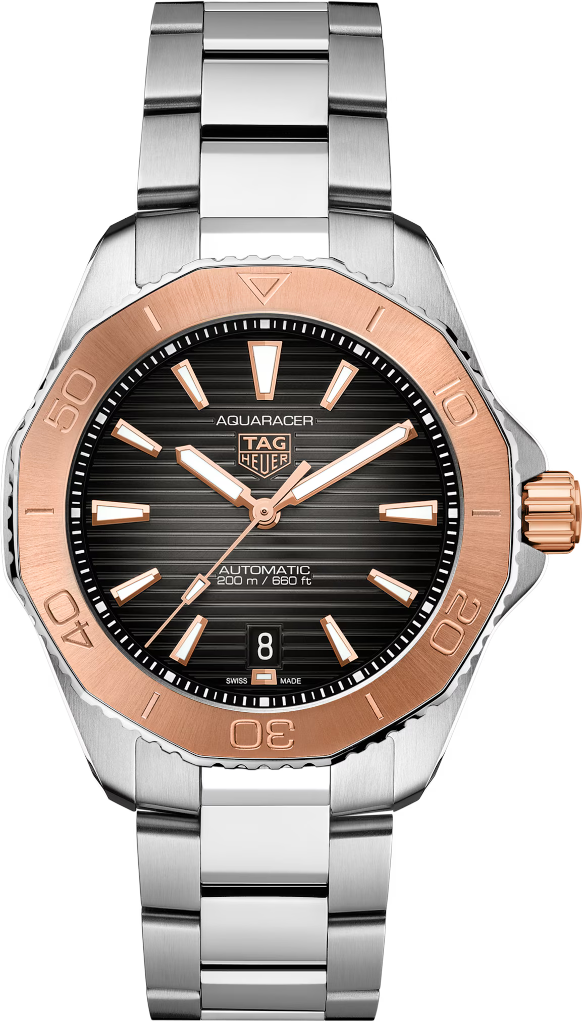 TAG Heuer Aquaracer 40mm Automatic Black & Grey Smokey Dial Silver Steel Watch