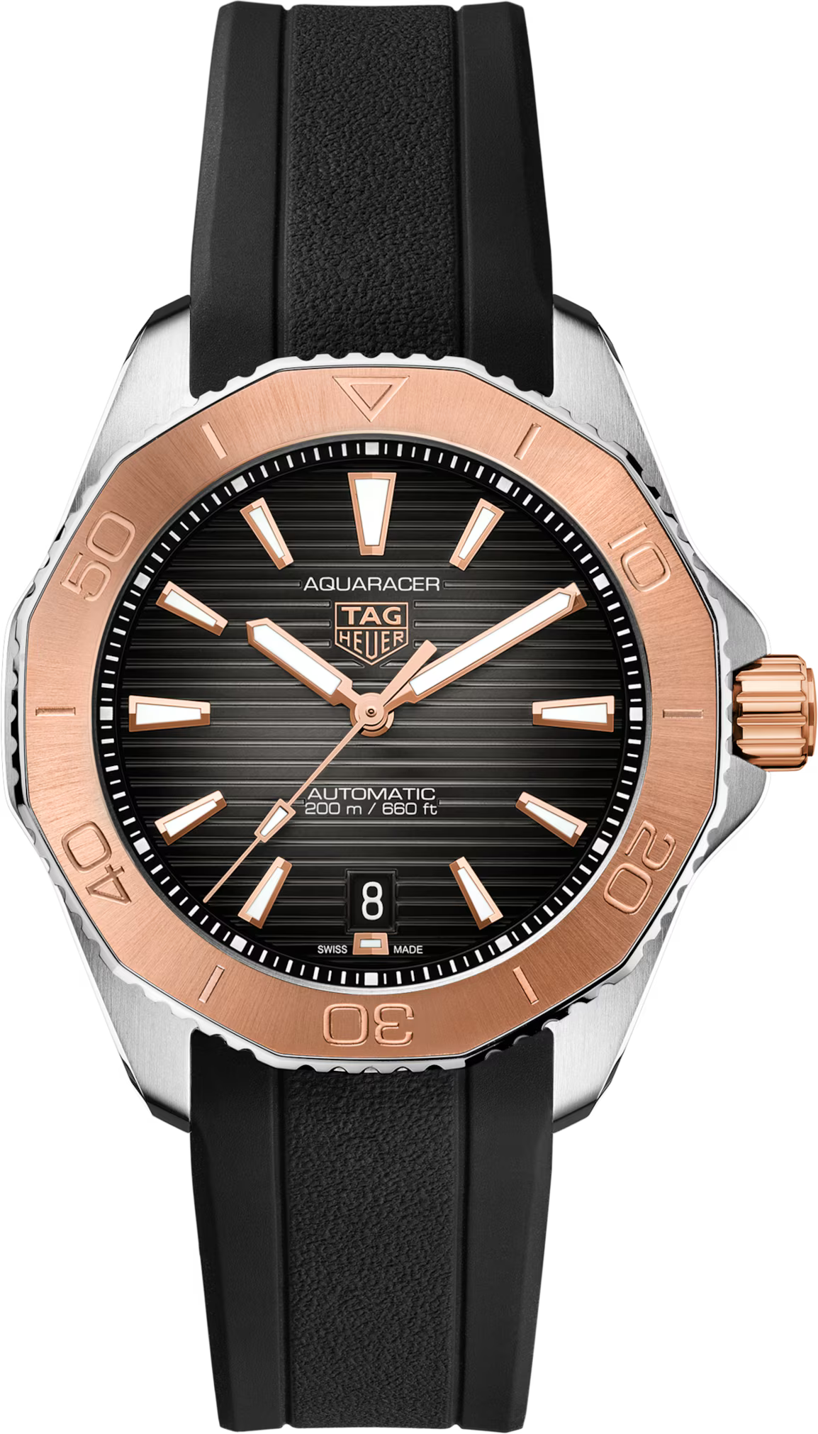 TAG Heuer Aquaracer 40mm Automatic Black & Grey Smokey Dial Black Rubber Watch