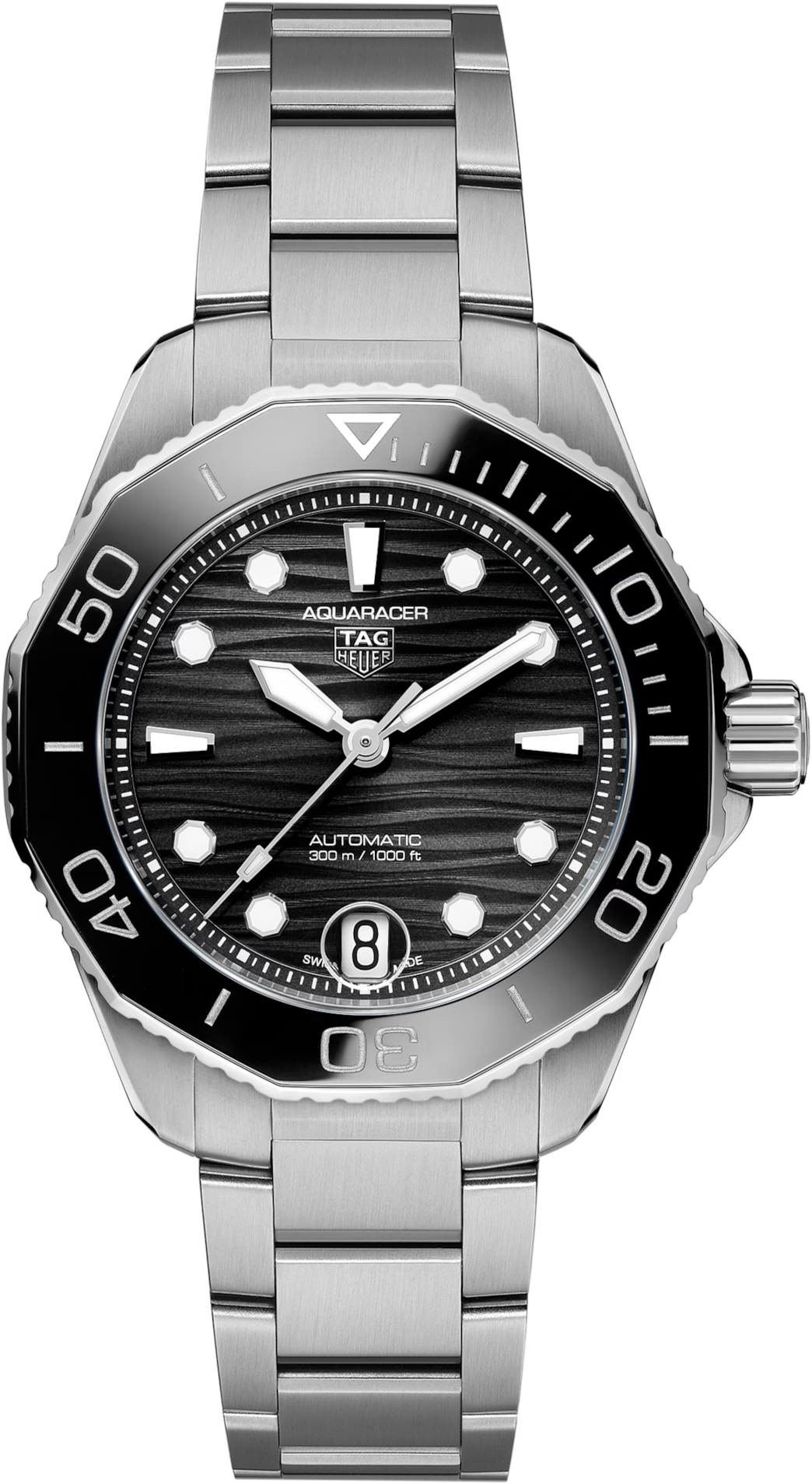 TAG Heuer Aquaracer 36mm Automatic Black Dial Silver Steel Watch