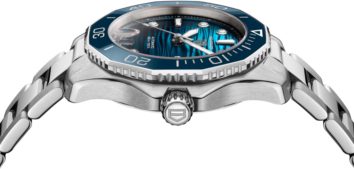 TAG Heuer Aquaracer 36mm Automatic Blue Sunray brushed Dial Silver Steel Watch