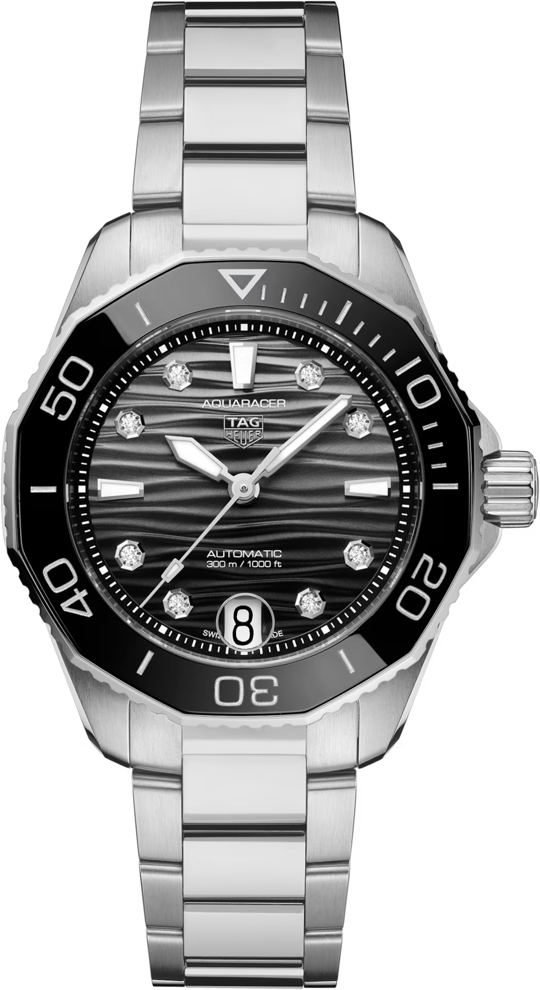 TAG Heuer Aquaracer 36mm Automatic Black & Grey Lacquered Dial Silver Steel Watch