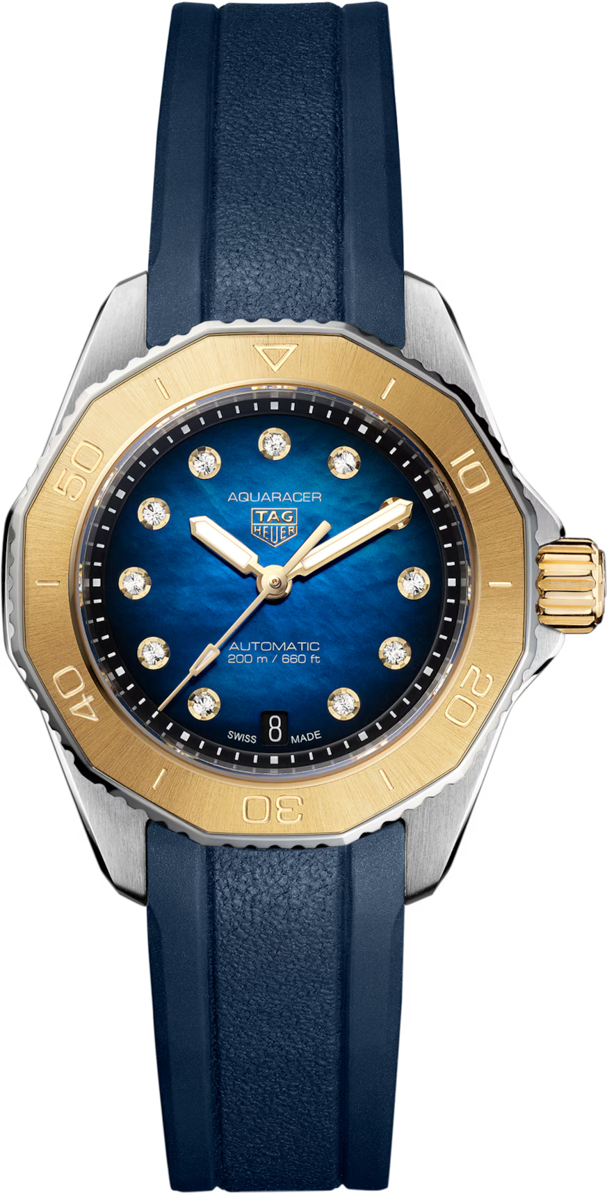 TAG Heuer Aquaracer 30mm Automatic Blue & White Smokey Dial Blue Rubber Watch