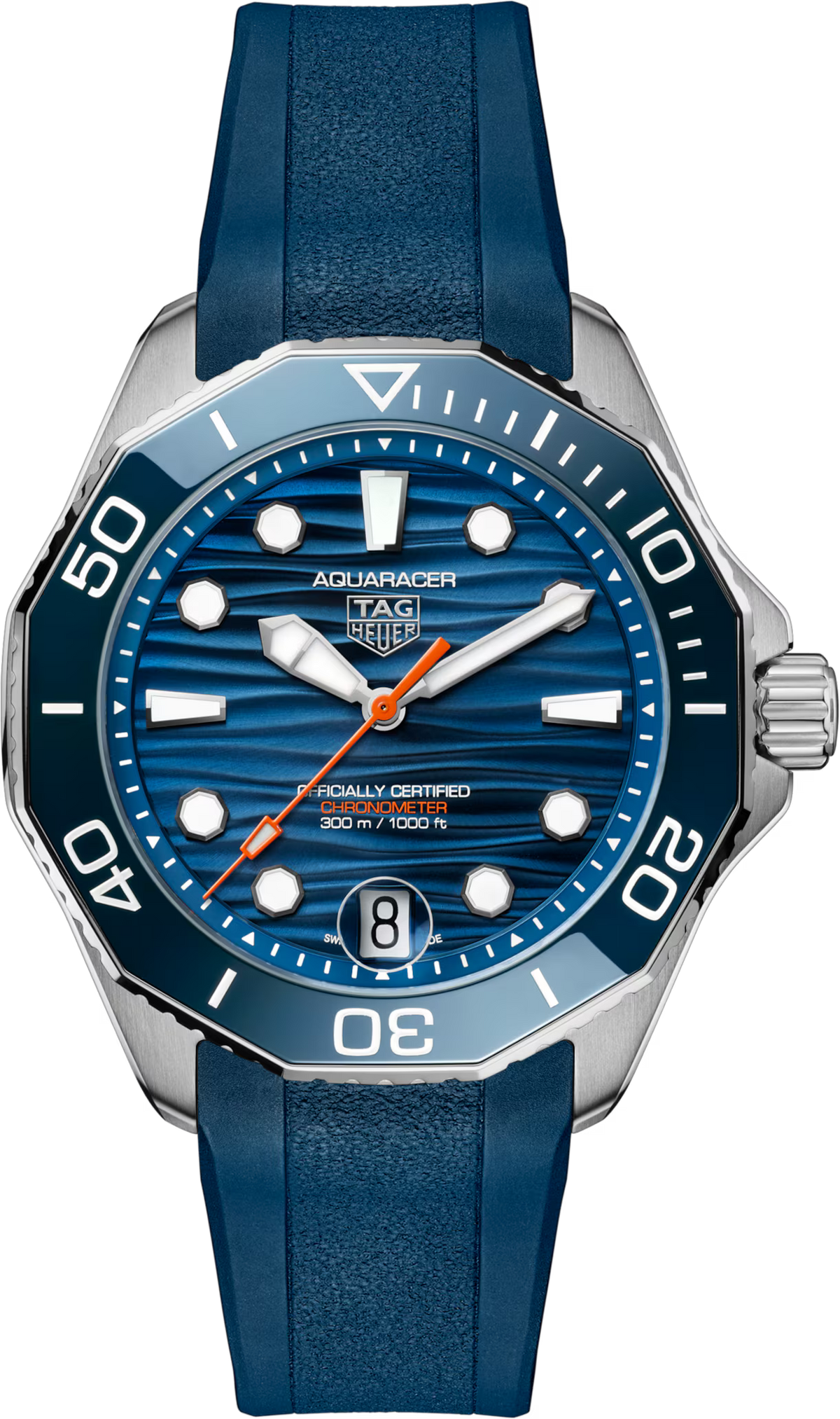 TAG Heuer Aquaracer 42mm Automatic Blue Dial Blue Rubber Watch