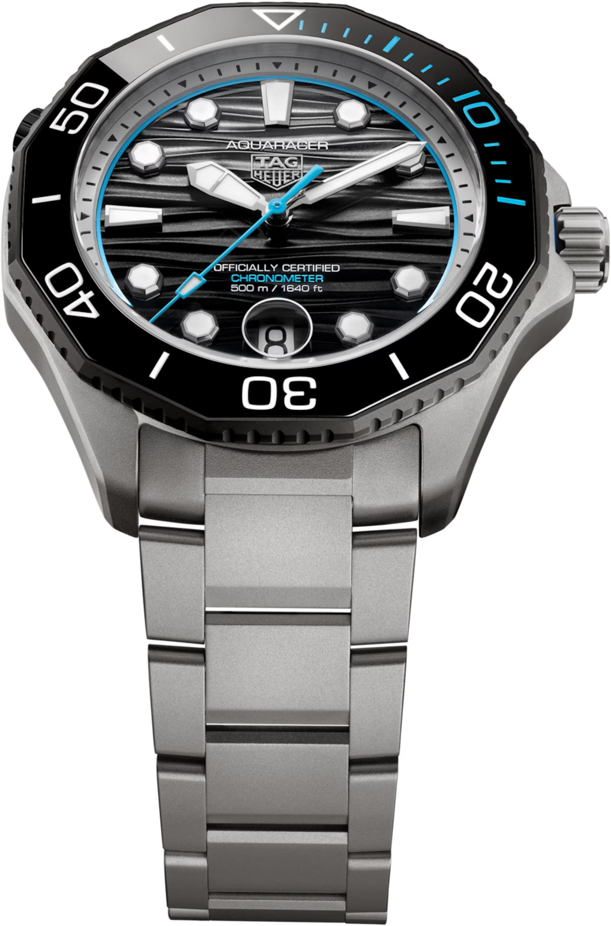 TAG Heuer Aquaracer 42mm Automatic Black & Grey Lacquered Dial Silver Titanium Watch