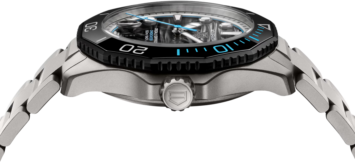 TAG Heuer Aquaracer 42mm Automatic Black & Grey Lacquered Dial Silver Titanium Watch