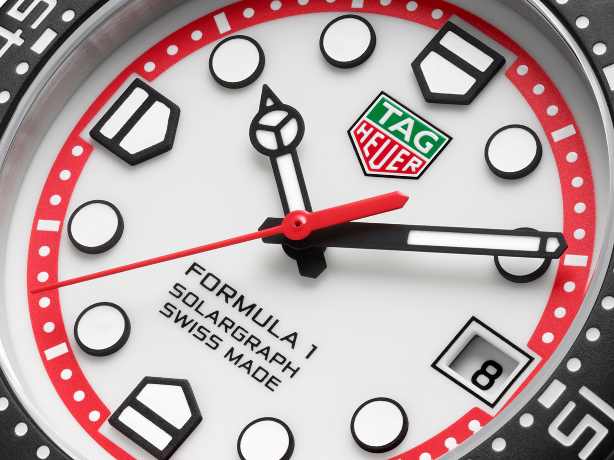 TAG Heuer Formula 1 38mm Solargraph White Opalin Applied Dial Silver Steel Watch