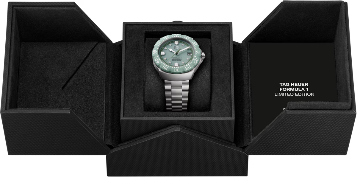 TAG Heuer Formula 1 38mm Solargraph Green Opalin Dial Silver Steel Watch