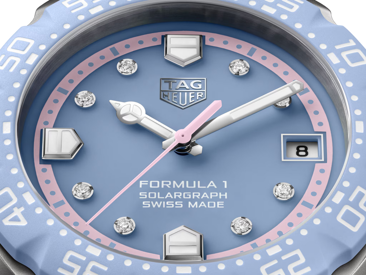 TAG Heuer Formula 1 38mm Solargraph Blue Opalin Applied Dial Silver Steel Watch