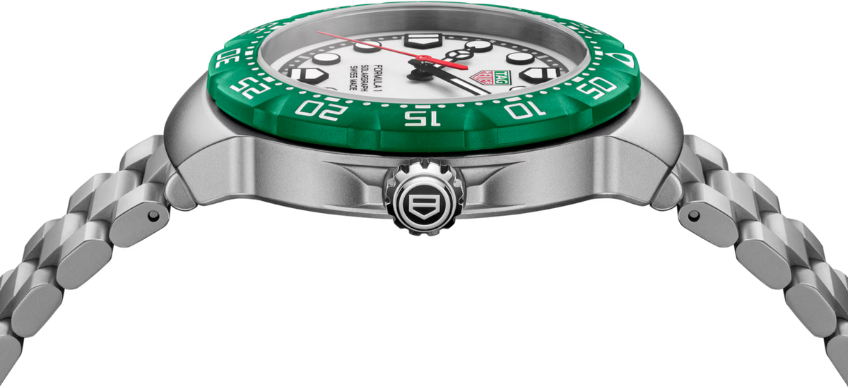 TAG Heuer Formula 1 38mm Solargraph White Opalin Dial Silver Steel Watch