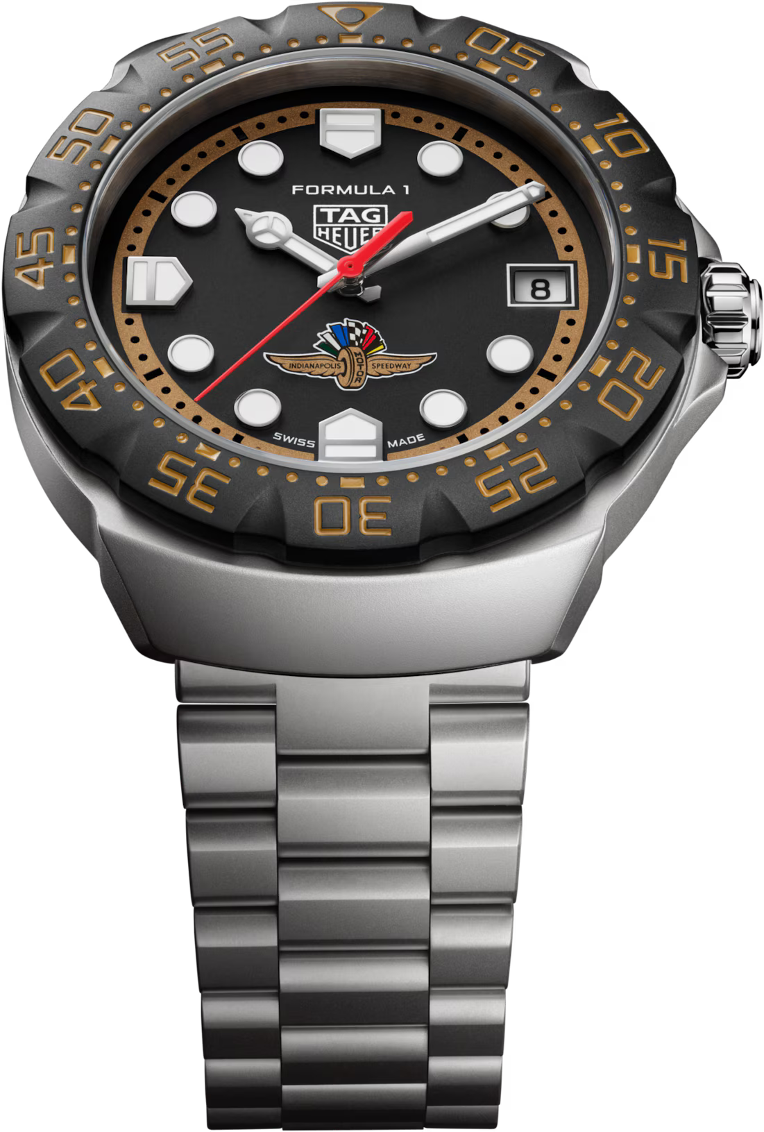 TAG Heuer Formula 1 38mm Solargraph Black & Brown Opalin Dial Silver Steel Watch
