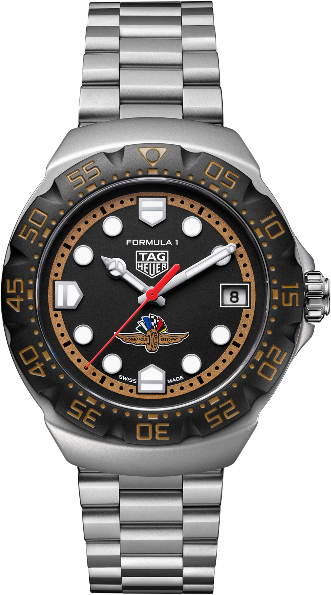 TAG Heuer Formula 1 38mm Solargraph Black & Brown Opalin Dial Silver Steel Watch