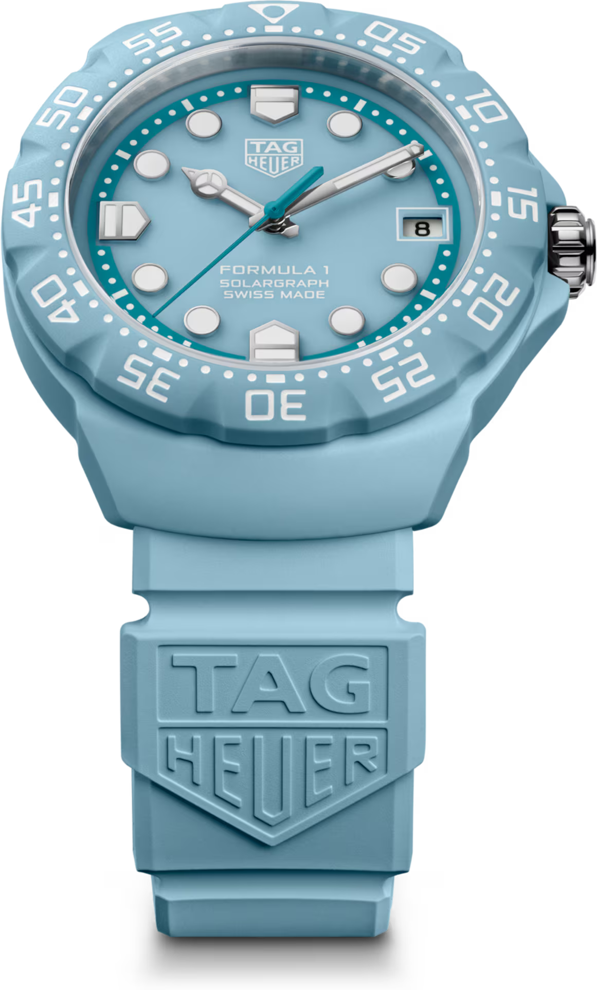 TAG Heuer Formula 1 38mm Solargraph Blue Opalin Dial Blue Rubber Watch
