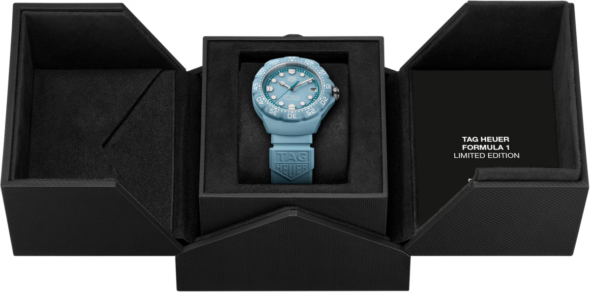 TAG Heuer Formula 1 38mm Solargraph Blue Opalin Dial Blue Rubber Watch