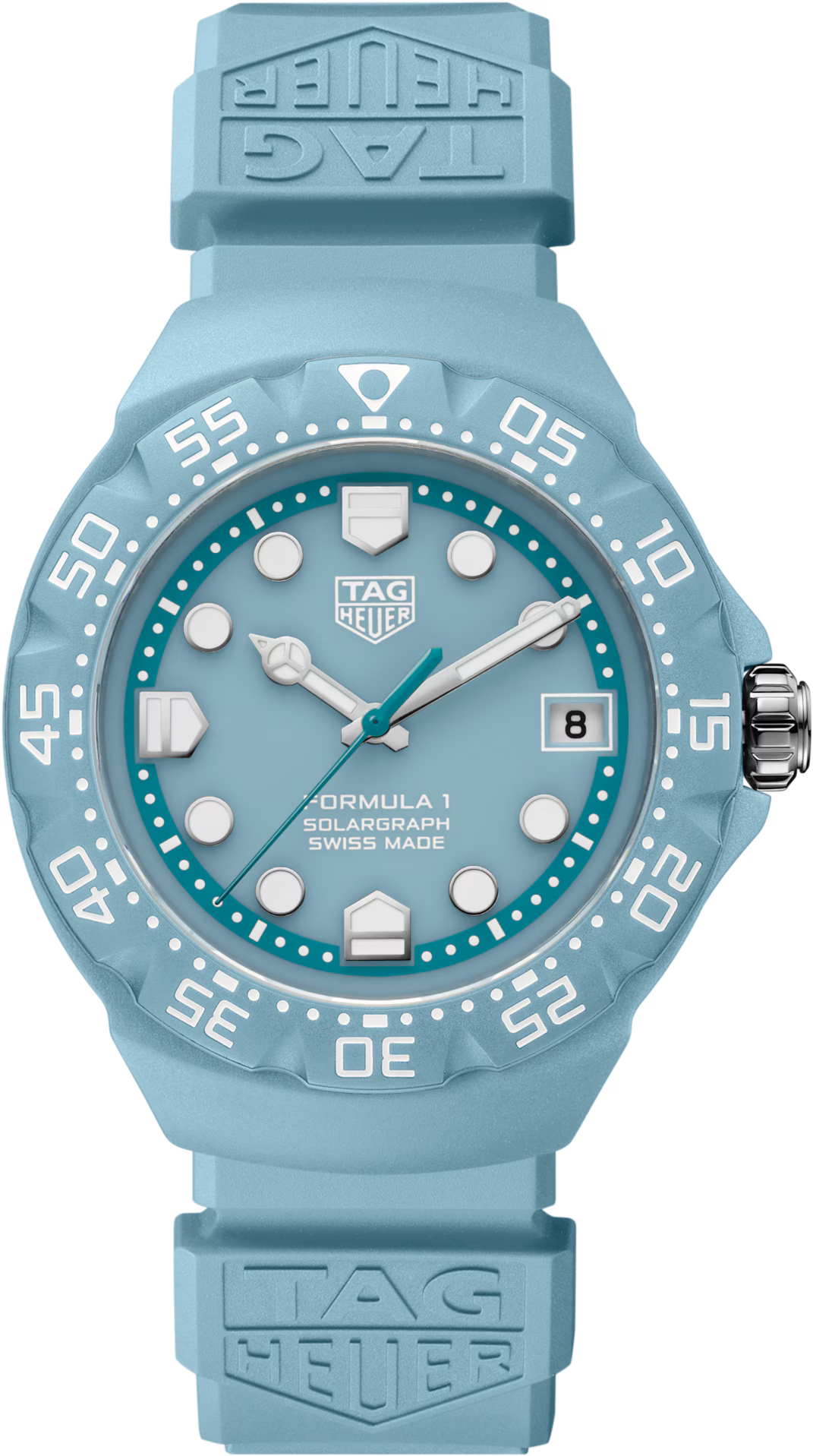TAG Heuer Formula 1 38mm Solargraph Blue Opalin Dial Blue Rubber Watch