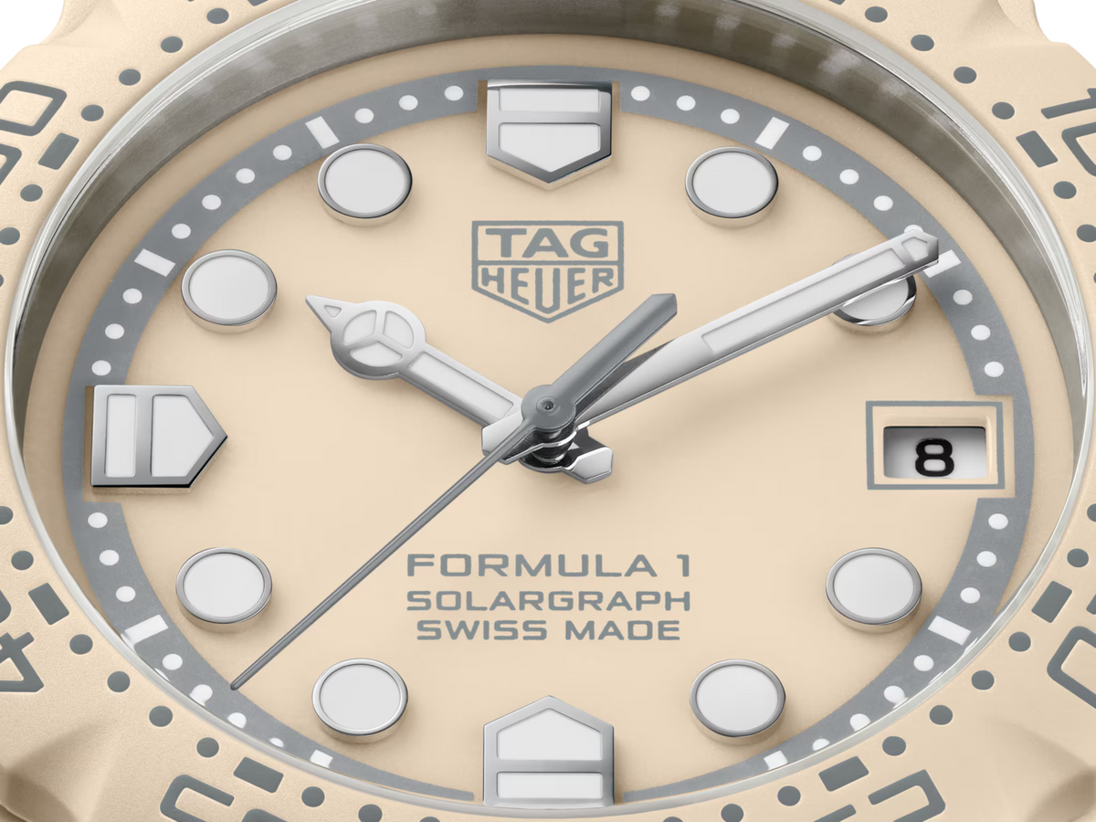 TAG Heuer Formula 1 38mm Solargraph Beige Opalin Dial Beige Rubber Watch