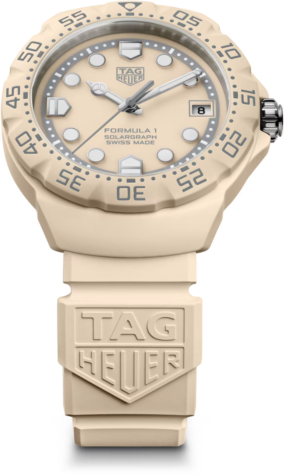 TAG Heuer Formula 1 38mm Solargraph Beige Opalin Dial Beige Rubber Watch