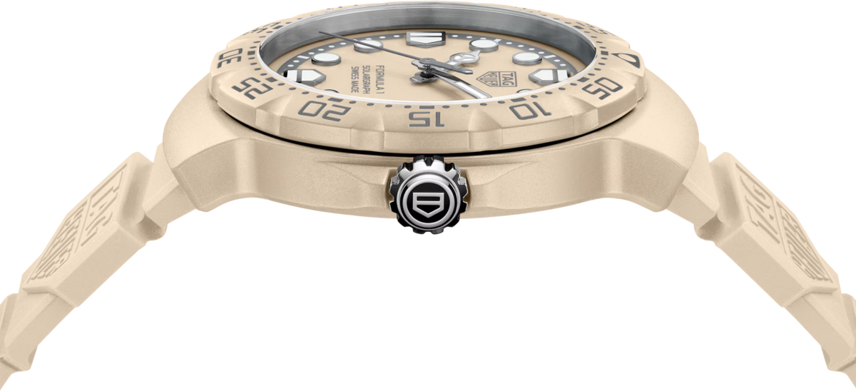 TAG Heuer Formula 1 38mm Solargraph Beige Opalin Dial Beige Rubber Watch