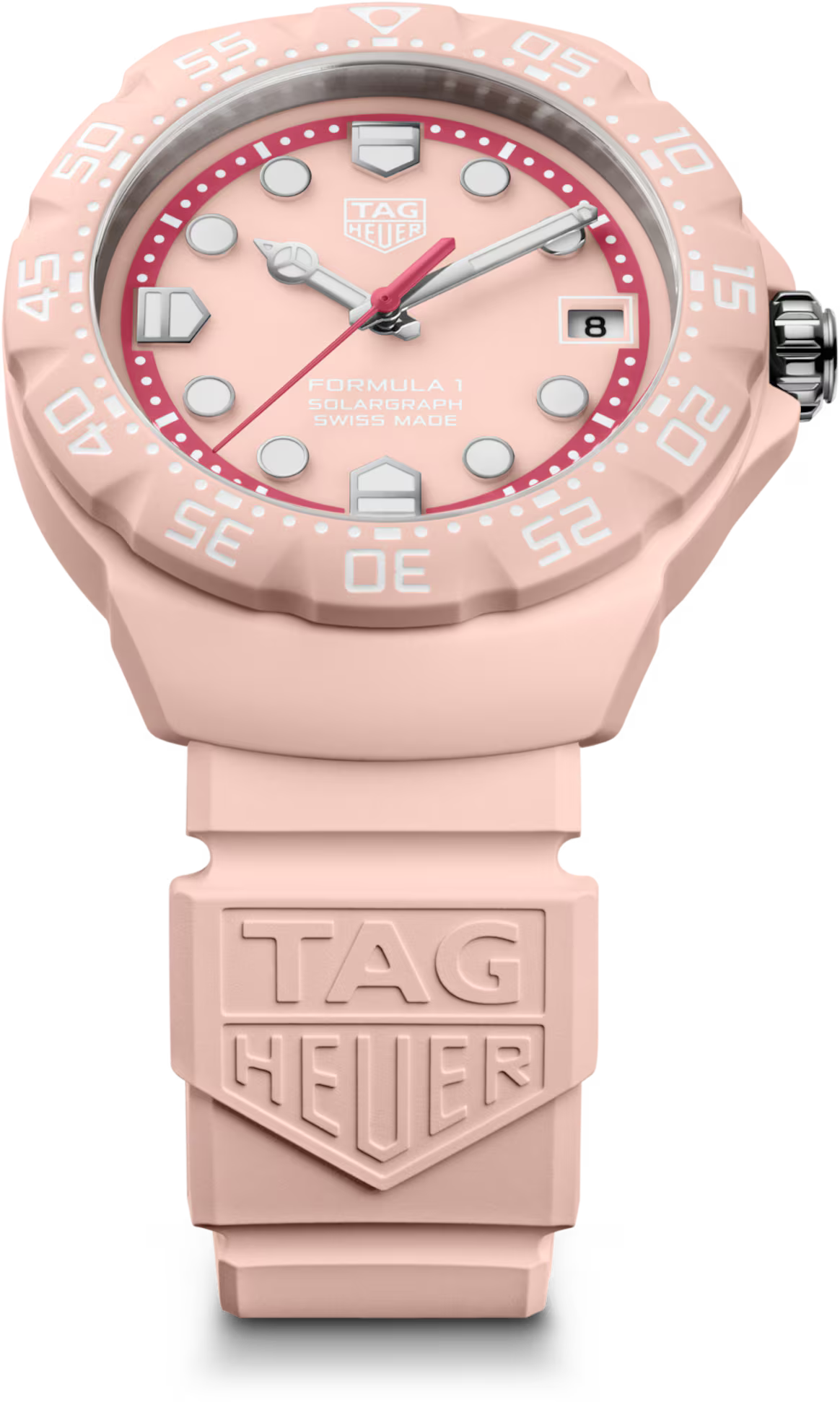 TAG Heuer Formula 1 38mm Solargraph Pink Opalin Dial Pink Rubber Watch