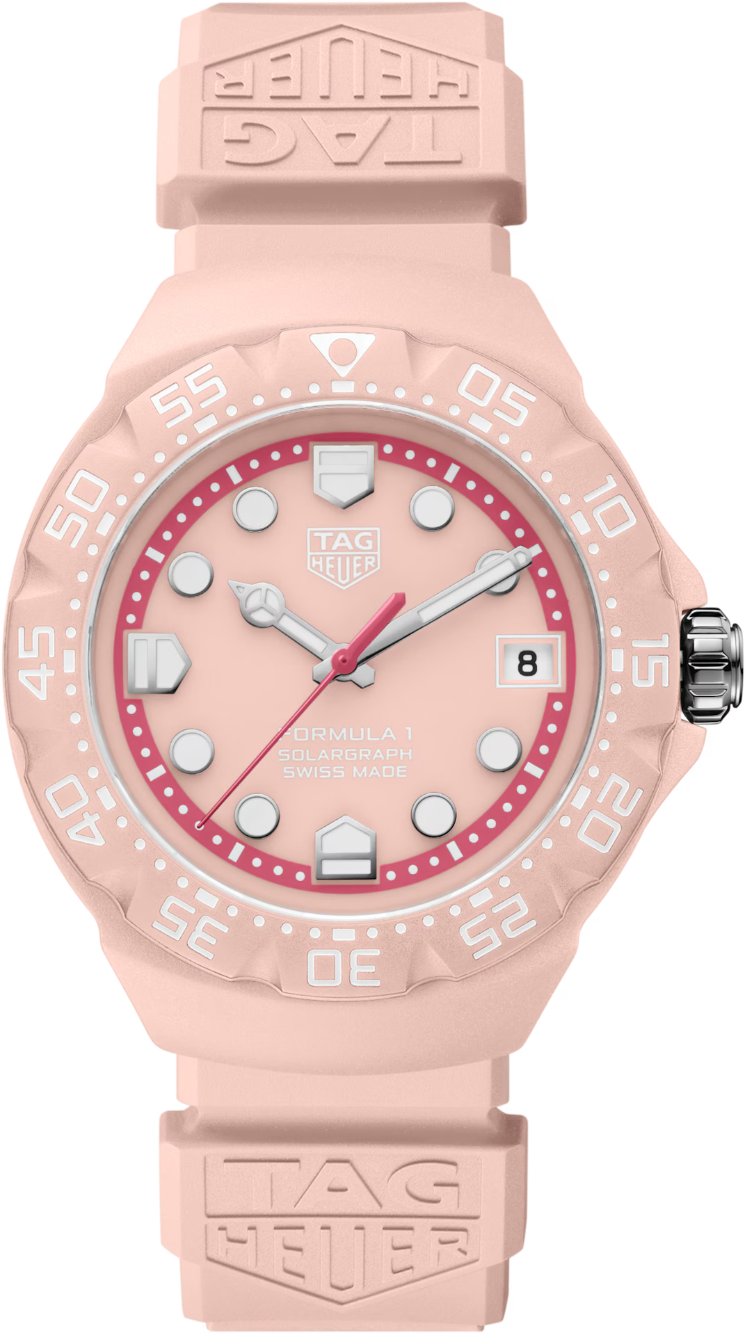 TAG Heuer Formula 1 38mm Solargraph Pink Opalin Dial Pink Rubber Watch