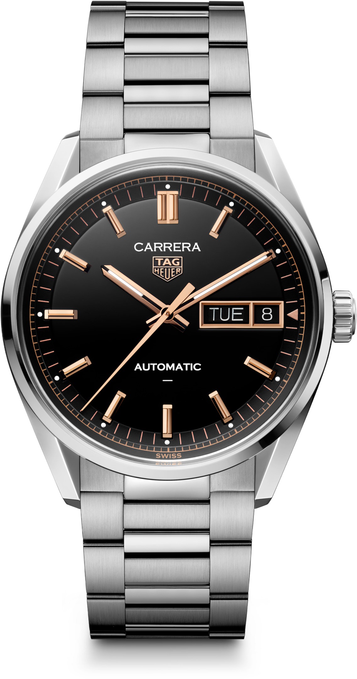 TAG Heuer Carrera 41mm Automatic Black Opalin Dial Silver Steel Watch