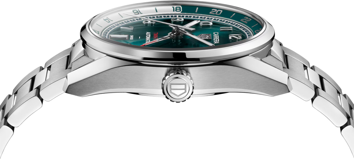 TAG Heuer Carrera 41mm Automatic Green Sunray brushed Dial Silver Steel Watch