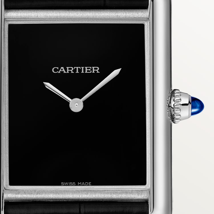 Cartier Tank 33.7 x 25.5mm Quartz lacquered Dial Leather Strap Watch